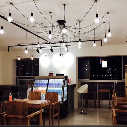 DIY Spider Lights Vintage Chandelier Edison Industrial Hanging Lamp Ceiling Multiple Pendant Light Kitchen Farmhouse Living Room
