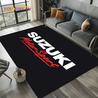2025 Racing Car S-SUZUKI Logo Motorcycle Carpet Rug for Bedroom Living Room Home Sofa Decoration,kids Play Decor Floor Mat Gift