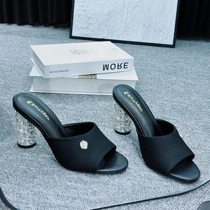 Elegant French High Heeled Sandals Summer New Women's Shoes Luxury Banquet Wedding Designer Sandalias Mujer