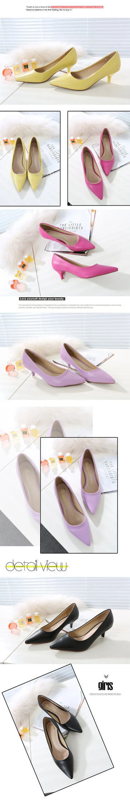 Professional High Heels Women Pointed Shallow Mouthed Single Shoes Black Slim Heeled Flight Attendant Formal Work Shoes Pumps