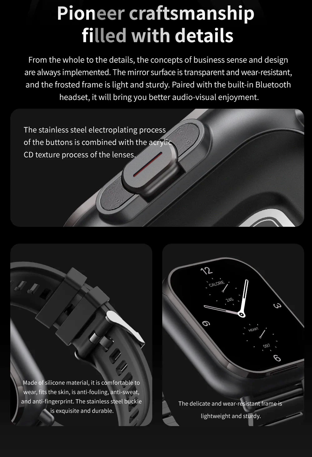 BT Call Blue Tooth Headphones Watches 2.01" Headset 2 in 1 Smart Watch Heart Rate Sport Fitness Bracelet TWS Earphone Smartwatch