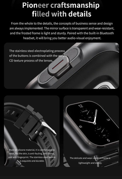 BT Call Blue Tooth Headphones Watches 2.01" Headset 2 in 1 Smart Watch Heart Rate Sport Fitness Bracelet TWS Earphone Smartwatch