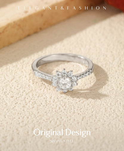 MODIAN D Color Moissanite Luxury Halo Rings 925 Sterling Silver Sparkling Wedding Engagement Rings For Women Fine Jewelry