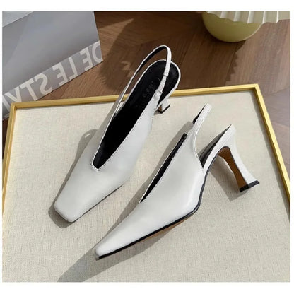 Sandals Luxury Brand Sexy Dress Shoes Elegant Chunky High Heeeled Pumps Sexy Pointed Toe Evening Shoes Women Shoes V Cut Shoes