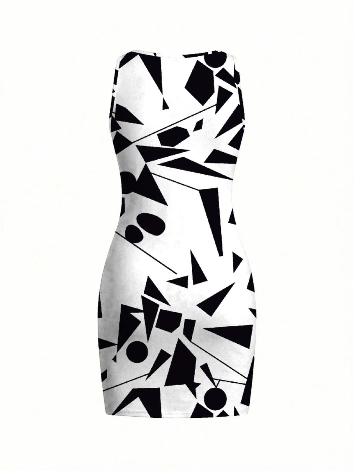 Women's Geometric Pattern Sleeveless Dress Mini Skirt Round Neck Summer Casual Elegant Comfortable Printed Fashion