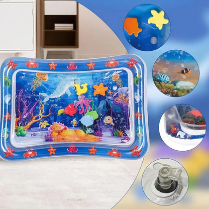 Large Pet Water Sensory Mat Inflatable Sea Animal Design Playmat for Dogs Cats Thickened Splash Proof Activity Toy with Fishes
