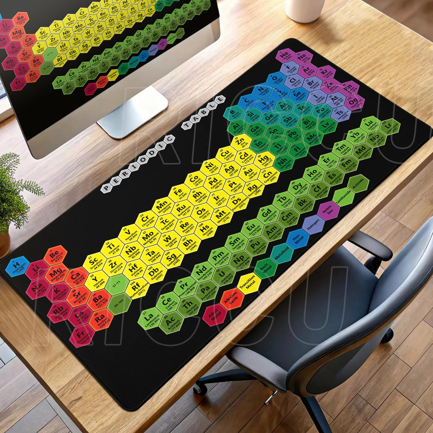 Periodic Table of Elements Mouse Pad Large Gaming Keyboard Mousepad with Stitched Edge Non-Slip Rubber Base Office PC Desk Mat