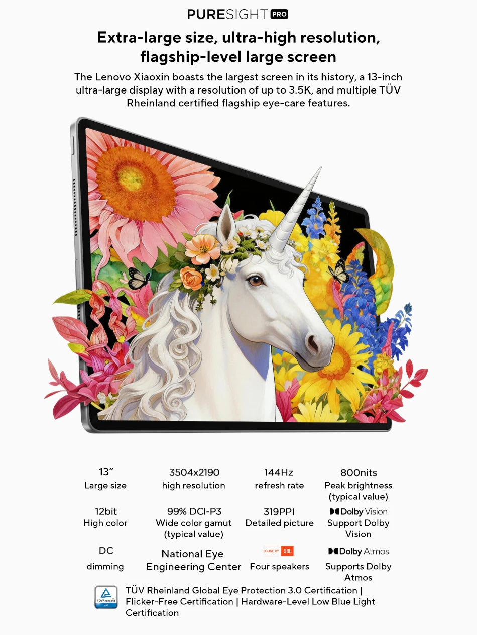 New Lenovo Xiaoxin Pro 13 AI Tablet 13'' 3.5K 144Hz Diplay Original CN version 10200mAh  Snapdragon 8s Gen 4 CPU WIFI 7 Pad PC