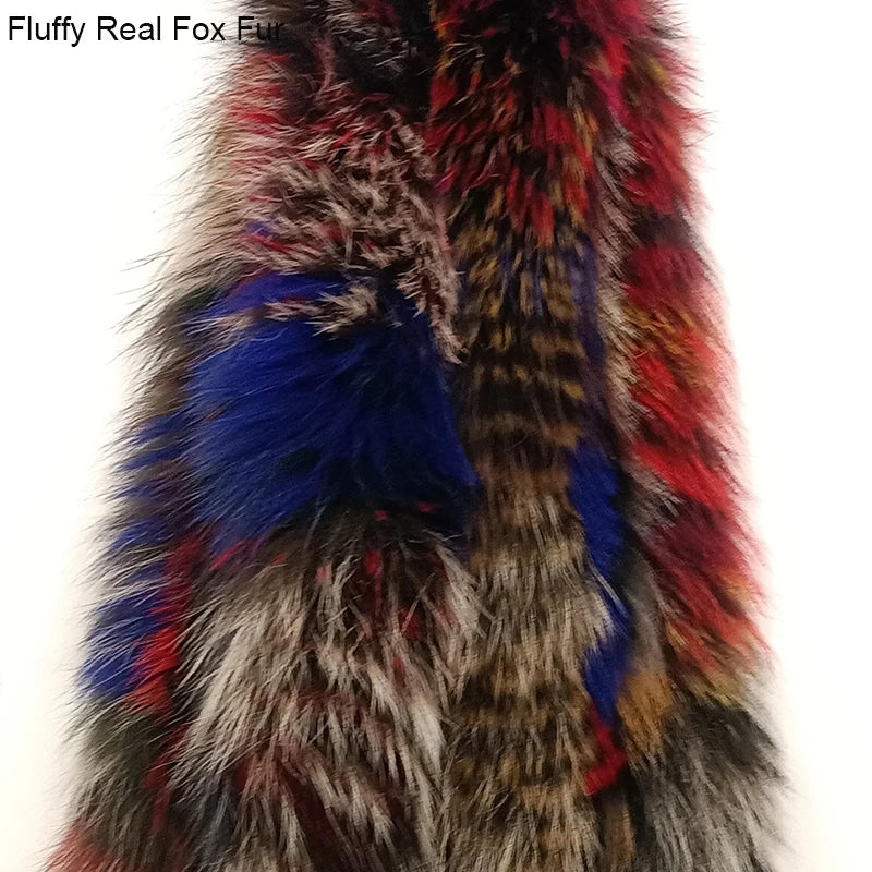 2024 Winter Fluffy Real Fox Fur Scarf Thick Warm Fashion Natural Fur Muffler Outdoor Ladies Genuine Fur Scarves