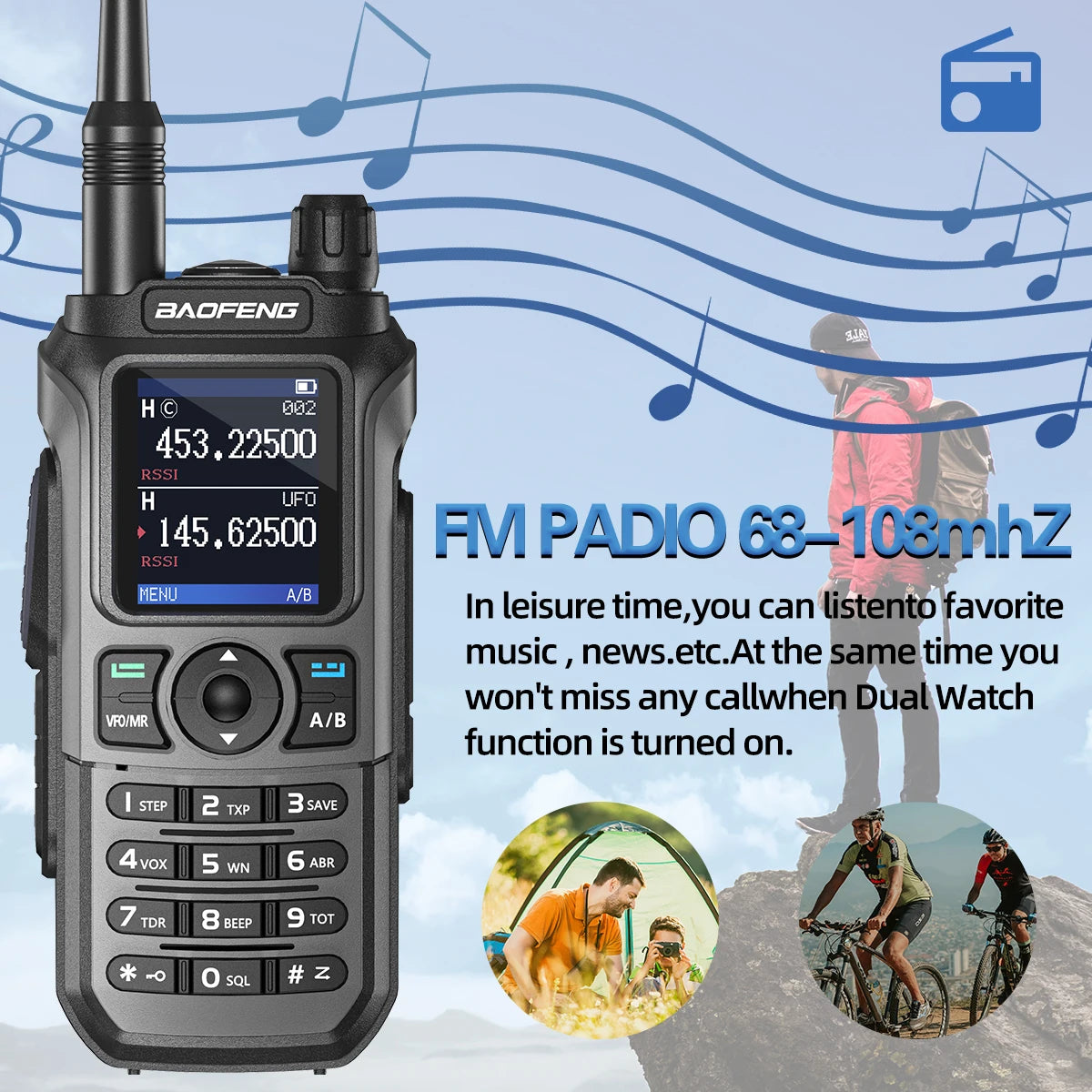 Baofeng UV-21 Pro Walkie Talkie V2 Multi-band Wireless Copy Frequency Waterproof Long Range Type-C Two Way Radio For Camping