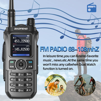 Baofeng UV-21 Pro Walkie Talkie V2 Multi-band Wireless Copy Frequency Waterproof Long Range Type-C Two Way Radio For Camping