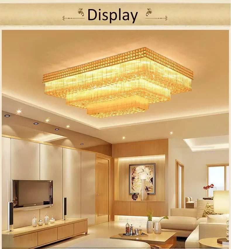 Manufacturers Wholesale Chandelier Lamp Suspend Lobby Gold Hanging Rectangular Living Room Bedroom Restaurant LED Ceiling Lights