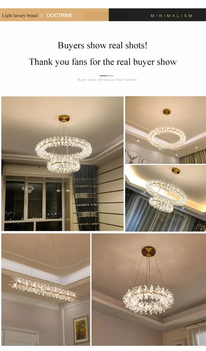 French crystal chandelier, romantic firefly, snowflake, light luxury, modern creativity, warm bedroom, dining room chandeliers