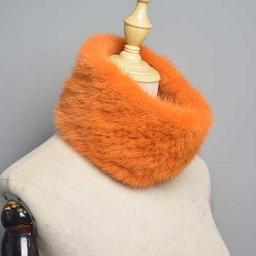 Winter Ring Scarf Women Real Fur Mink Warm Fashion Female Loop Mink Scarves 2026 For Women Knitted Ring Scarfs