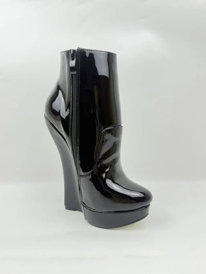 18CM Ultra High Heel Wedges Ballet Boots Pointed Toe Sexy Ankle Women Boots Plus Size 36-46 Black Size Zip Unisex Cosplay Shoes