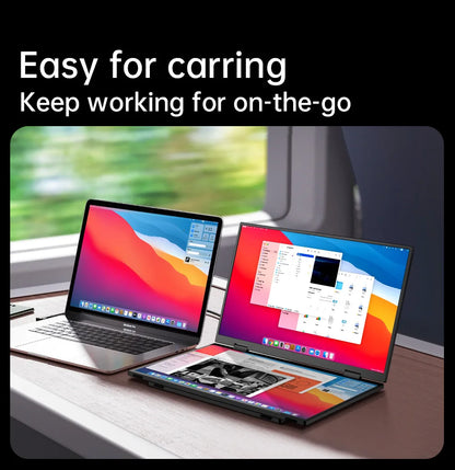15.6" Folding Portable Monitor Dual Touch Screen 1080p 300nits VESA 75mm Freely Adjust Display Extender for Laptop PC With Bag