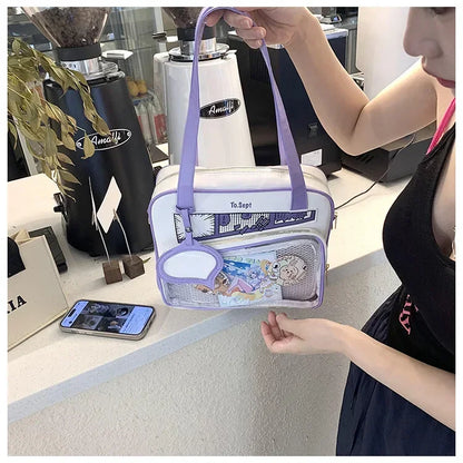 Y2K Japanese Harajuku Ita Bag for Women Cute Shoulder Bag Girls Transparent Itabag Crossbody Bag JK Shoulder Bags Handbags