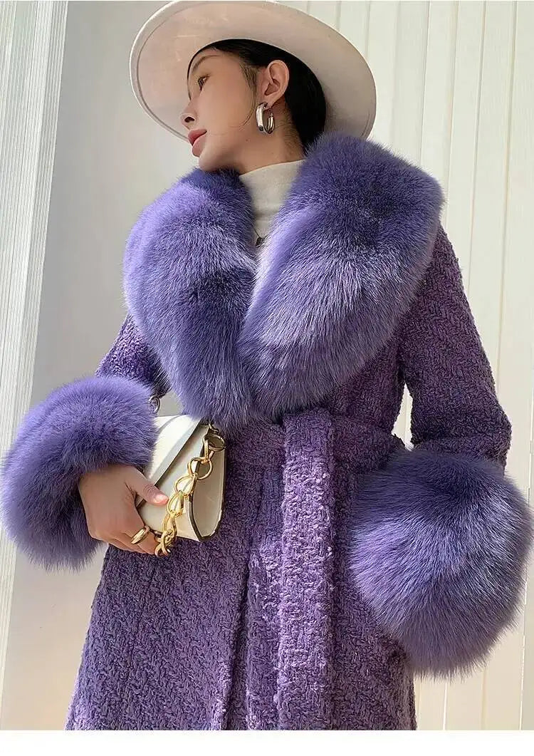 Large Size Winter Real Fur Collar Cuffs Set Neck Warmer Women Fur Shawl Furry Fluffy Fox Fur Scarf Luxury Scarves Coat Decor