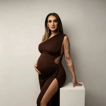 Pregnancy Photography Outfit One Shoulder Sleeveless Side Slit Dress  Photography Dress For Women Photography Studio Clothing