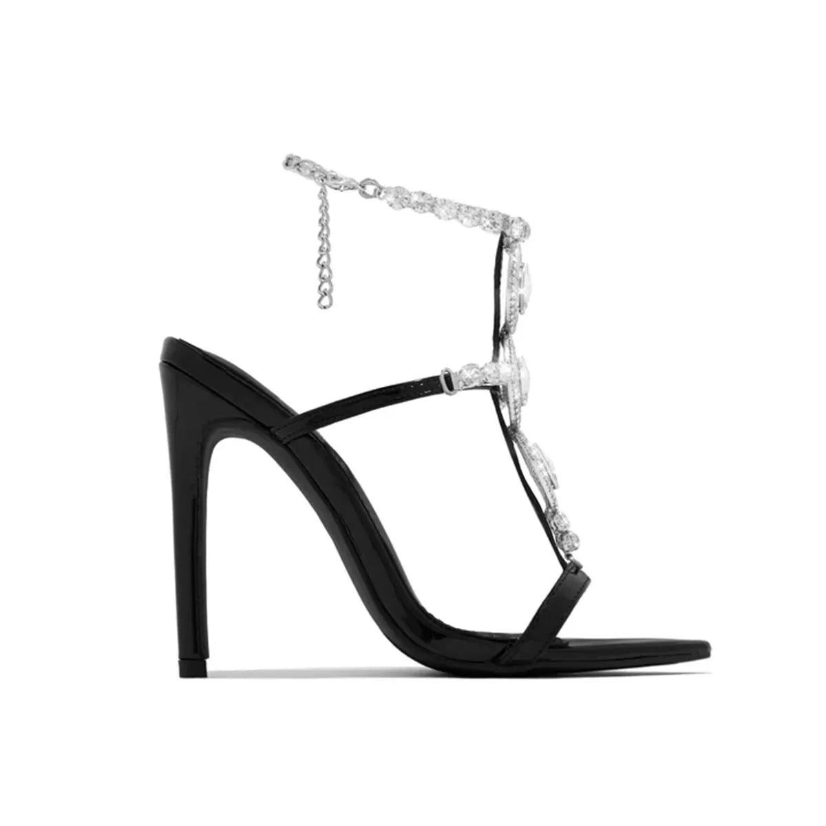Sexy Thin High Heels Ankle Strap Sandals Womens Luxury Pointed Crystal Diamond Party/club Wedding Party Shoe Sandalias Mujer