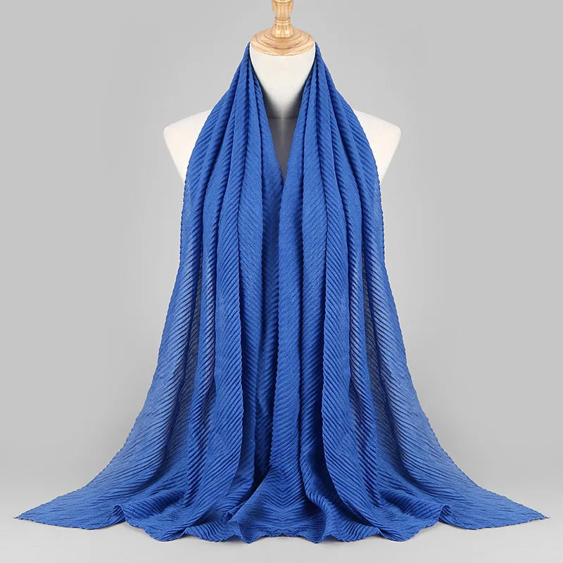 Women Plain Cotton Scarf Head Hijab Wrap Solid Full Cover-up Shawls Foulard Femme Headband Crinkle Muslim Hijabs Store 2024 NEW
