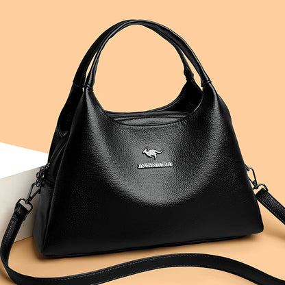 New Ladies Soft Leather Handbag Large Capacity Single Shoulder Bag Retro Solid Color Mom Bolsa Luxury Cross-Border Style Bags