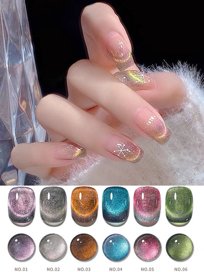1-24pcs WS Romantic Purple Cat Eye Gel Nail Polish New Style Super Flash Versatile Whitening Purple Glass Bead Cat Nail Salon