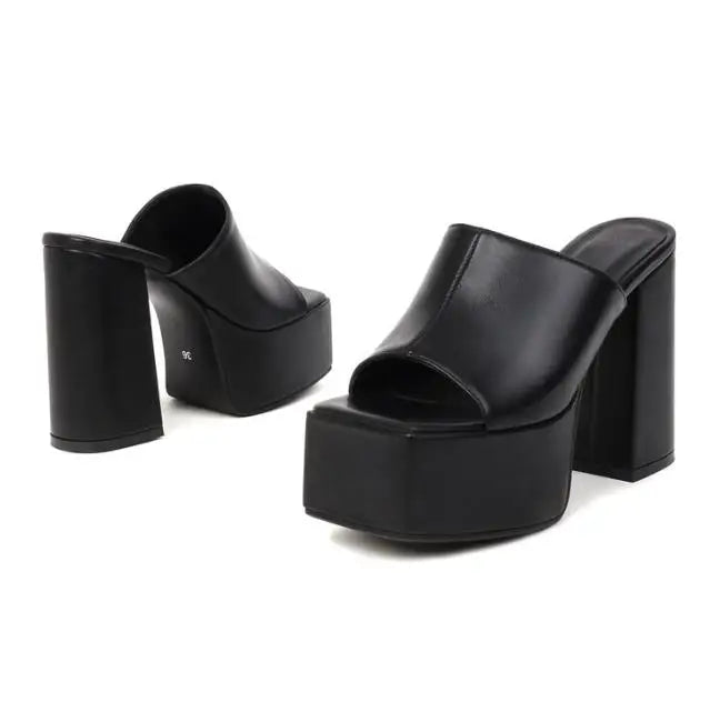 Women Slippers New Summer Hot Designer Wedges Slippers Chunky Platform Mules Sandals High Heels Beach Shoes Slides 34-43