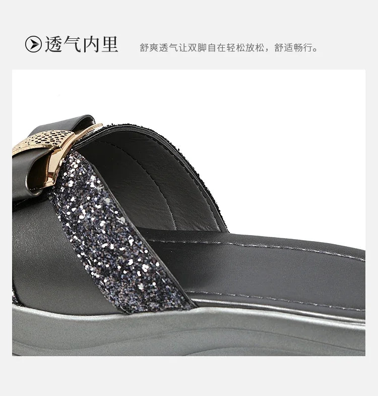 2024 Summer Women's Open Toe Casual Slippers Women Fashion Platform High Heel Female Slides Shoes Comfortable Wedge Sandals