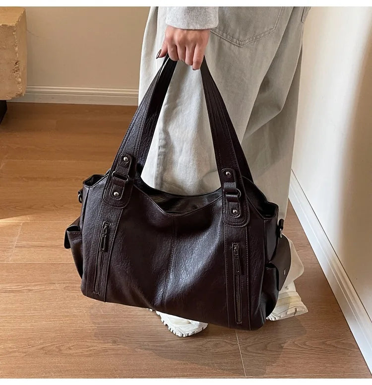 Soft Interior Compartment Shoulder Bags 2026 High Quality Contrasting Colors Bags for Women Fashion Zipper Pu Women's Handbags