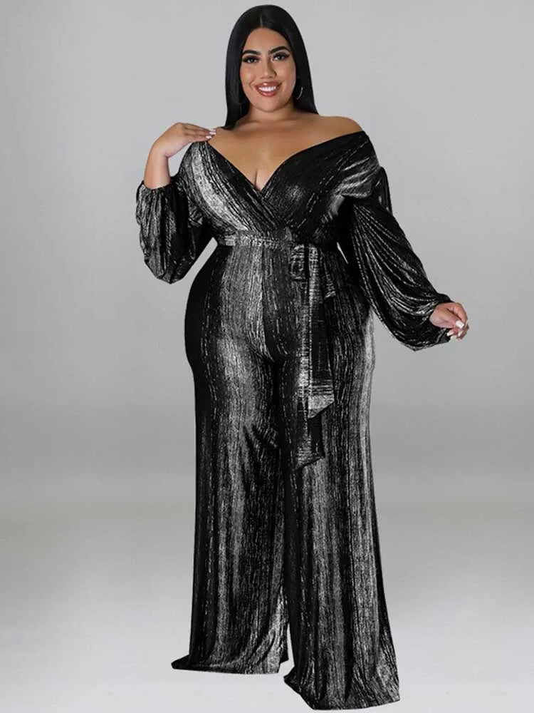 One Piece Outfit Women Jumpsuit 4xl Elegant Woman Jumpsuits V Neck Sexy Trousers Female Clothes Full-length Jumpsuit Plus Size