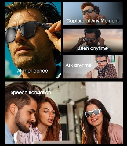 8K AI Smart Glasses With 100MP Camera Chat GPT Touch Sport Sunglasses Bluetooth Call Video Music Player ForMen Women
