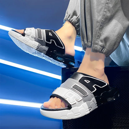 Summer Men Slippers Casual Sandals Platform Bubble Outdoor Beach Sandals Garden Shoes Male Comfortable Home Slides Loafers 39-47