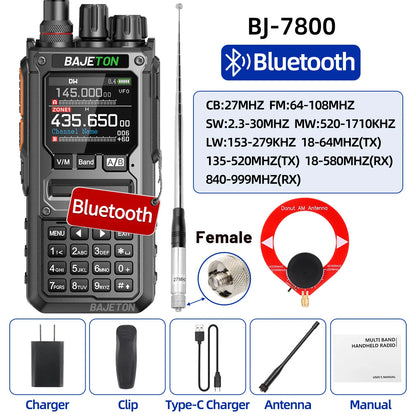 BAJETON BJ-7800 Walkie Talkie Long Range SW MW LW AM SSB CB 10W Receive Wireless Bluetooth Phone Programming Ham Radio RT-920