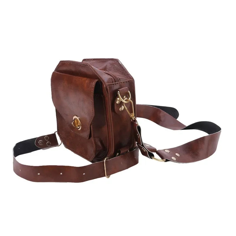 Punk Retro PU Square Waist Bag Casual Small Square Hip Packs For women's Crossbody Cross Multi-function Outdoor Leg Phone Pouch