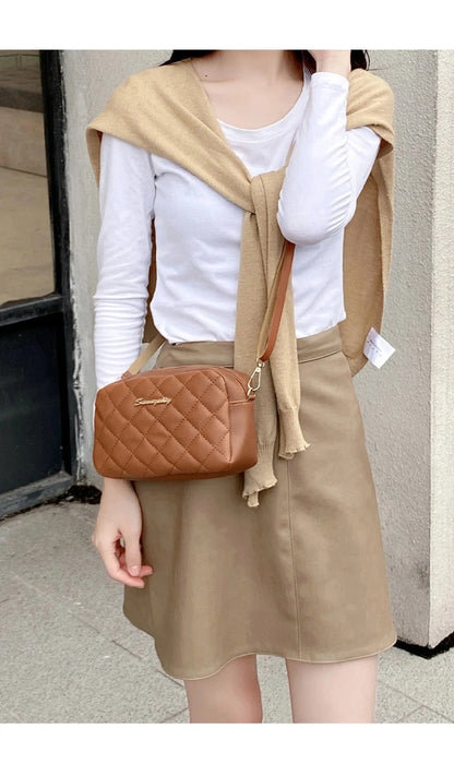 2025 New Small Messenger Bag For Women Trend Lingge Embroidery Camera Female Shoulder Bag Fashion Chain Ladies Crossbody Bags