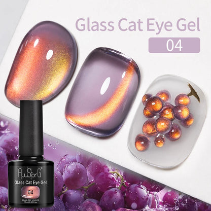 AWStorG 7.5ml Light Color Cat Eye Gel Nail Polish Pink Semi Permanent Glitter Magnetic Gel Soak Off UV LED Varnish Nail Art