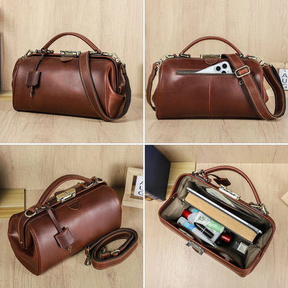 CONTACT'S Genuine Leather Top Handle Bags for Women Sling Shoulder Bags Tote Bag Handbags Metal Frame Female Bags Ladies Fashion