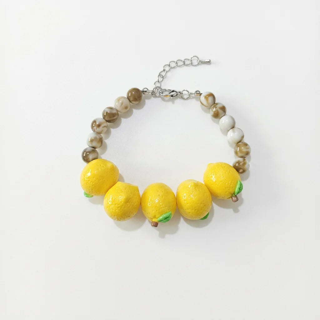 Dopamine 3D Fruit Beaded Necklace Bohemian Retro Pomegranate Strawberry Tomato Choker Exaggerated Bracelet Bikini Jewelry Gift