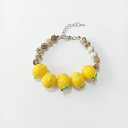 Dopamine 3D Fruit Beaded Necklace Bohemian Retro Pomegranate Strawberry Tomato Choker Exaggerated Bracelet Bikini Jewelry Gift