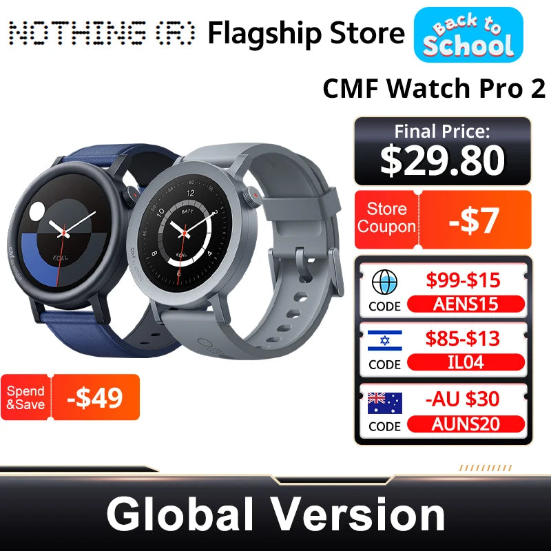 CMF by Nothing Watch Pro 2 Global Version BLUETOOTH CALLS 1.32'' AMOLED 60 FPS Display 11 Days Battery life SpO₂ Monitors GPS