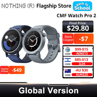 CMF by Nothing Watch Pro 2 Global Version BLUETOOTH CALLS 1.32'' AMOLED 60 FPS Display 11 Days Battery life SpO₂ Monitors GPS