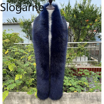 American 180cm Super Long Faux Fox Fur Scarf Winter Women Cosplay Warm Fashion Neck Decor Fluffy Shawl Wrap Luxury Furry Scarves