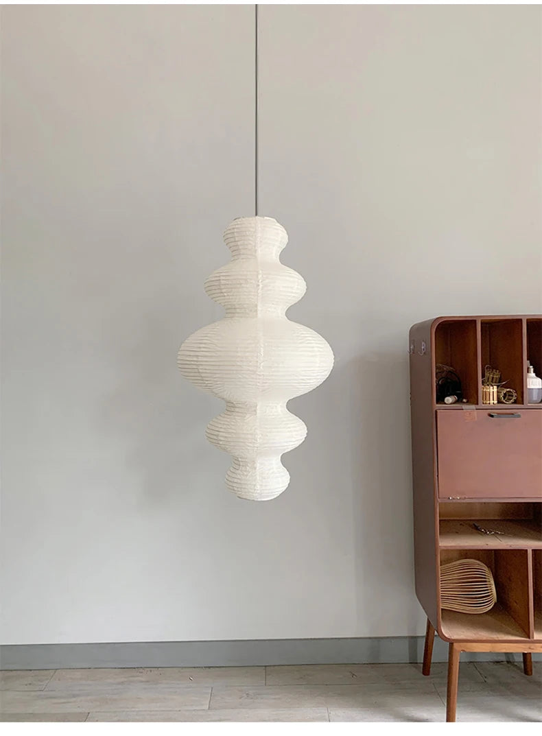 Nordic Wabi Sabi Wind Rice Paper Led Pendant Lights Living Room Bedroom Corner Chandelier Duplex Loft Home Decor Bedside Lamp