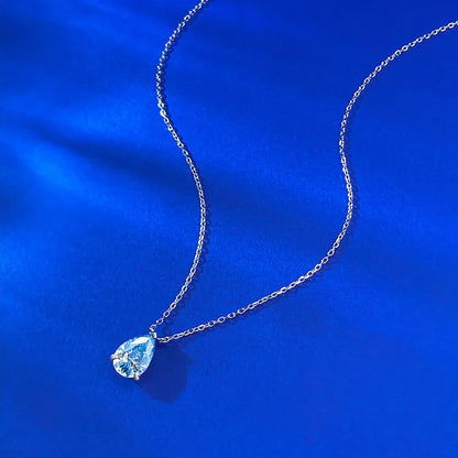 TY Certified 1CT 2CT Pear Cut D VVS1 Moissanite Necklace for Women 18k Gold Plated Jewelry 100% Sterling Silver 925 Pendant