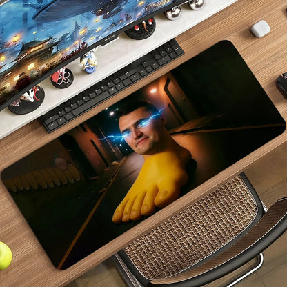 Gaming Mouse Pad, Large Mat, Anti-slip, Stitched Edges, Meme Big Foot Man Print, Keyboard Pad for Gaming & Home