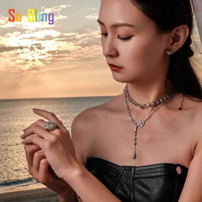 So-Bling 925 Sterling Silver Rings 5ct Moissanite Ring with Gra Certificate for Women's Elegant Fine Gift Party Jewelry