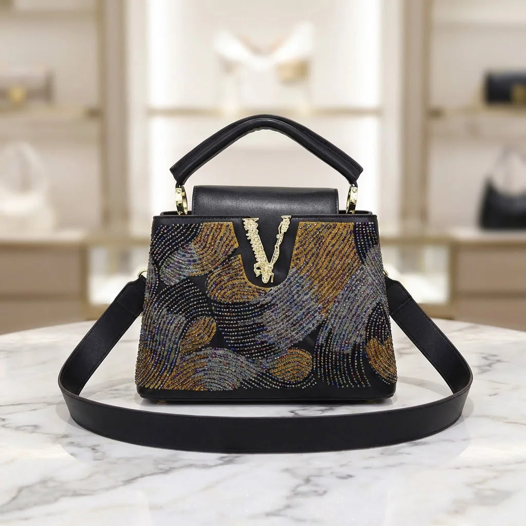 2026 Fashion Ladies Luxury Women's Bag High Quality Unique Bead-embellished Female Bag Cover Bucket Shape Designer Handbag 28 cm