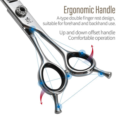 Fenice CIQ Professional 7.0/7.5 Inch JP440C Dog Grooming Scissors Curved Chunker /Thinning Scissors for Dogs Cats and Other Pets