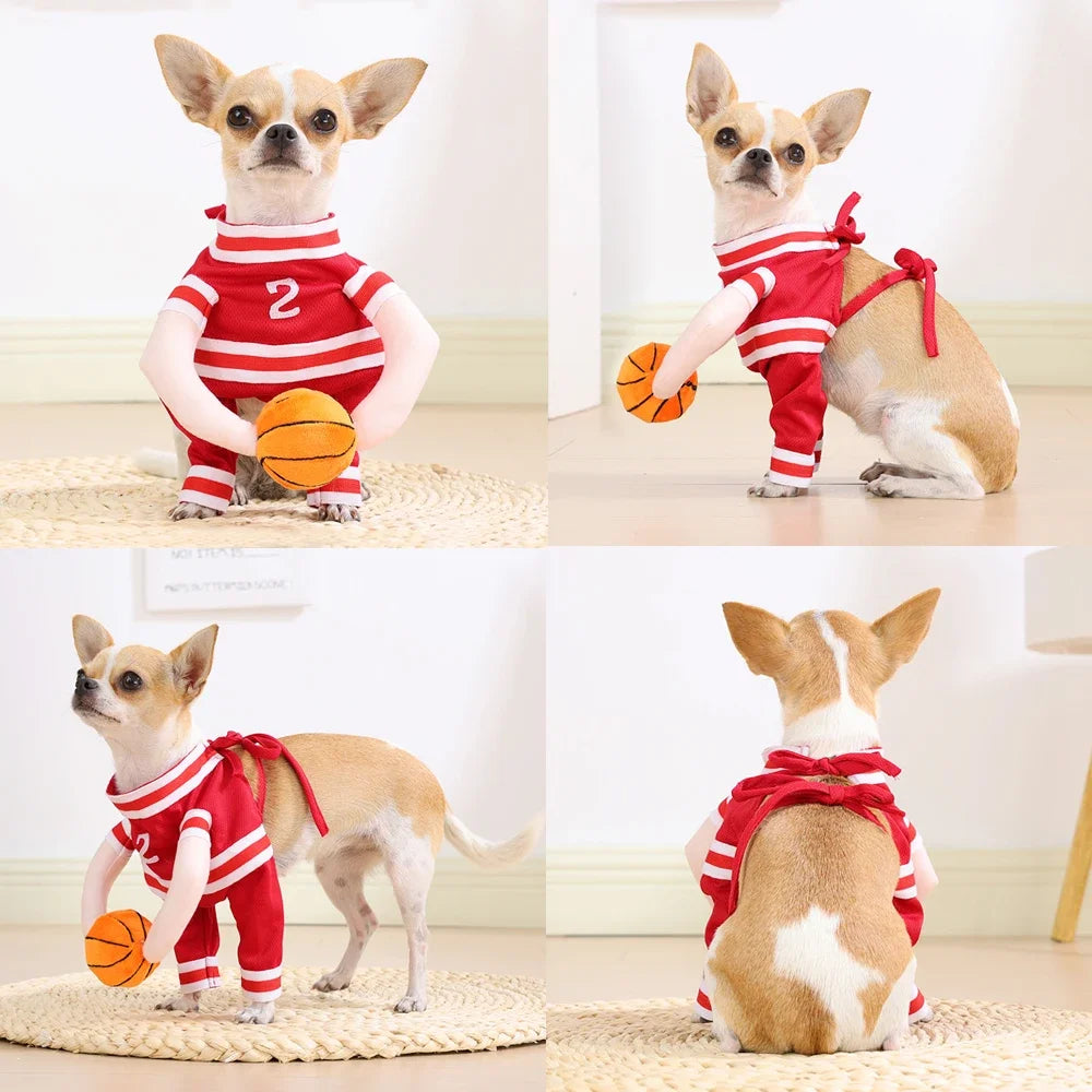 Halloween Dog Basketball Costume Funny Breathable Puppy Sport Outfits Cosplay Clothes For Small Medium Dogs Cats French Bulldog